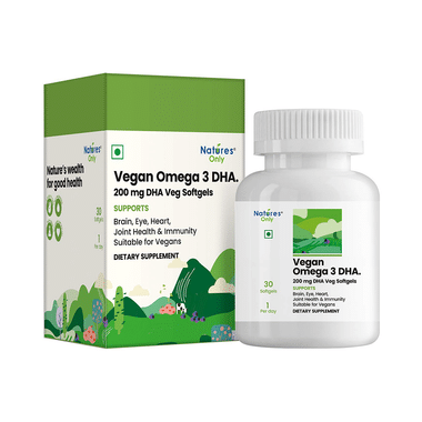 Natures Only Vegan Omega 3 DHA 200mg Veg Softgel