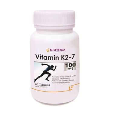 Biotrex 100mcg Vitamin K2-7 Capsule for Bone, Teeth & Heart Health