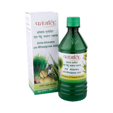 Patanjali Ayurveda Amla-Aloe Vera with Wheat Grass Juice | Manages Acidity, Indigestion & Skin Health
