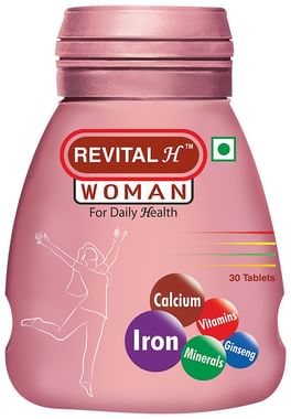 Revital H for Woman Tablet with Multivitamins, Calcium, Zinc & Natural Ginseng for Daily Immunity Strong Bones, and Enhances Energy Level