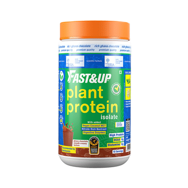 Fast&Up Ghana Chocolate Plant Protein Isolate With Digestive Enzymes, 6g BCAA & 6g Glutamine | No Added Sugar | Flavour