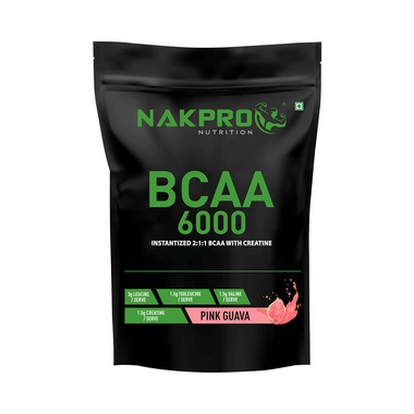 Nakpro Nutrition BCAA 6000 Instantized 2:1:1 BCAA With Creatine Powder Pink Guava