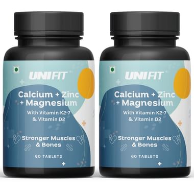 Unifit Calcium+ Magnesium+ Zinc With Vitamin K2-7 & Vitamin D2 | Tablet For Stronger Muscles & Bones