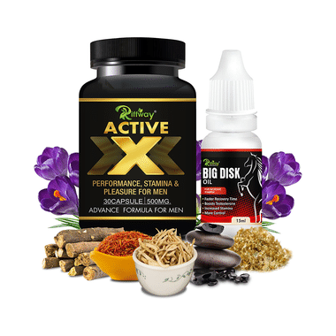 Riffway International Combo Pack of Active X 30 Capsule & Big Disk Oil 15ml