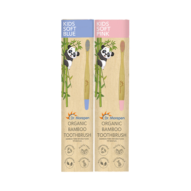 Dr. Morepen Organic Bamboo Toothbrush Kids Soft Blue And Pink