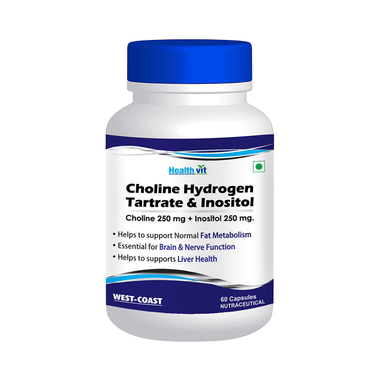 HealthVit Choline Hydrogen Tartrate 250mg & Inositol 250mg Capsule