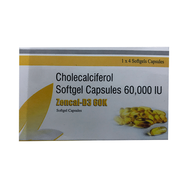 Zencal-D3 60K Soft Gelatin Capsule