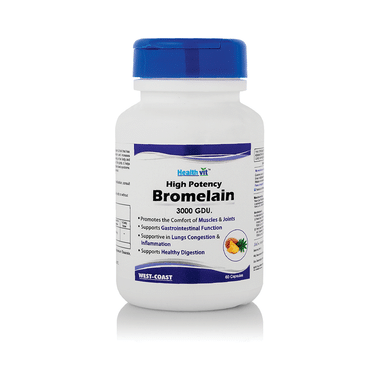 HealthVit Bromelain 3000 GDU For Muscles, Joints & Digestion | Capsule