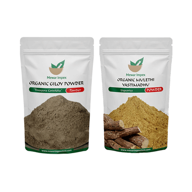 Mewar Impex Combo Pack Of Organic Giloy Powder & Organic Mulethi Yastimadhu Powder (100gm Each)