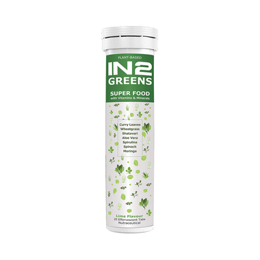 IN2 Greens Super Food With Vitamins & Minerals Effervescent Tablet (20 Each) Lime