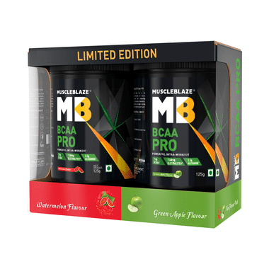 MuscleBlaze BCAA Pro Two Flavour Pack | With Glutamine & Electrolytes | Flavour Watermelon & Green Apple