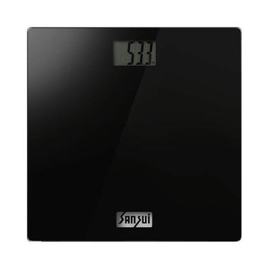 Sansui Digital Personal Human Body Weighing Scale, Bathroom Weight Machine with Large LCD Display (150kg) Black