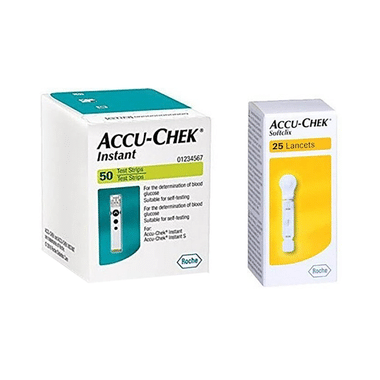 Accu-Chek Combo Pack of Instant 50 Test Strip & 2 Pack Softclix Lancet (25 Each)