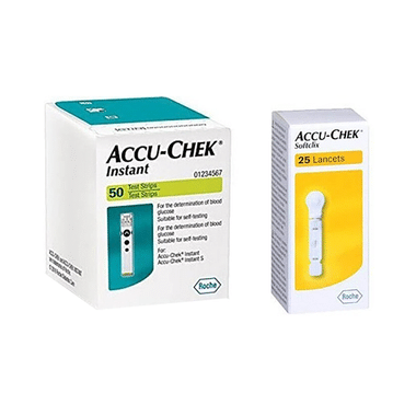 Accu-Chek Combo Pack Of Instant 50 Test Strip & 2 Pack Softclix Lancet (25 Each)