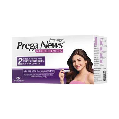 Prega News Value Pack of 2 Pair of Gloves, 2 Urine Container & 2 Prega News Kit