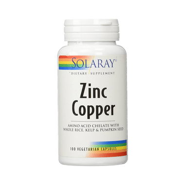 Solaray Zinc Copper Vegetarian Capsule | Amino Acid Chelate With Whole Rice, Kelp & Pumpkin Seed
