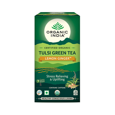 Organic India Tea For Immunity, Antioxidant Support & Stress Relief | Flavour Lemon Ginger Green Tea