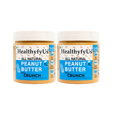 Healthyfy Us All Natural Peanut Buttter (340gm Each) Extra Crunch