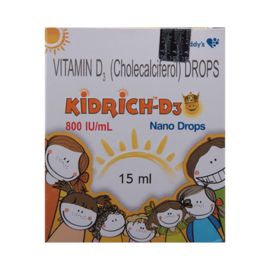 Kidrich-D3 Vitamin D3 (Cholecalciferol) 800 IU/ml Nano Drop | For Kids' Bone Health
