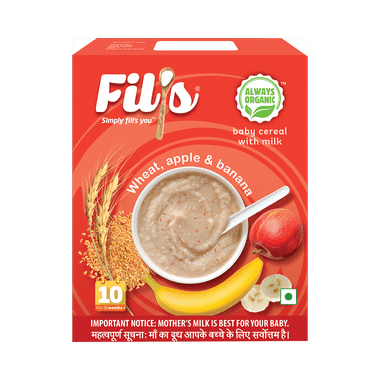 Fil's Organic Baby Cereal With Milk,10-24 Months + Wheat Apple And Banana