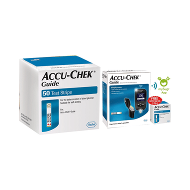 Accu-Chek Guide Combo Of Blood Glucose Monitoring System With 10 Test Strips Free And 50 Test Strips