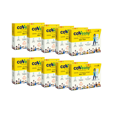 Covieasy Covid 19 Rapid Antigen Self Test Kit Medium Yellow And White