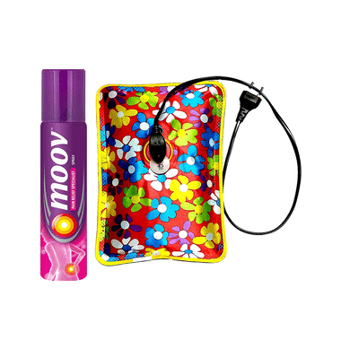 Combo Pack of Moov Pain Relief Spray 50gm & Healthtokri Electric Rechargeable Heating Gel Warm Bag