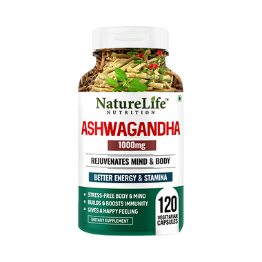 Nature Life Nutrition Ashwagandha 1000mcg Vegetarian Capsule