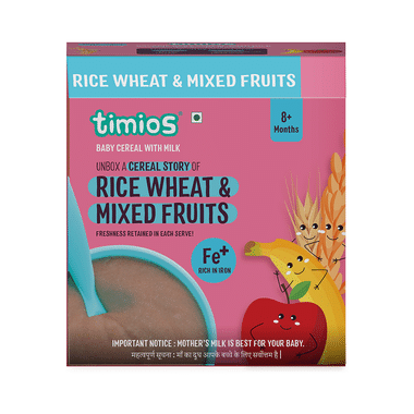 Timios Baby Cereal With Milk 8+ Months (25gm Each) Rice Wheat & Mixed Fruits