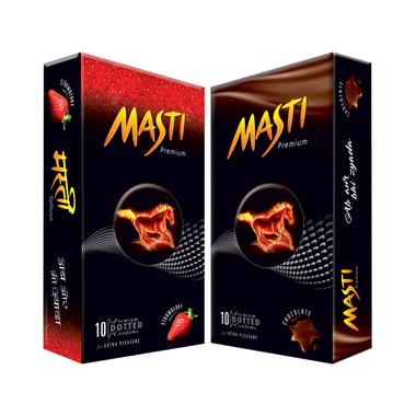 Masti Premium Dotted Condom 1 Chocolate And 1 Strawberry