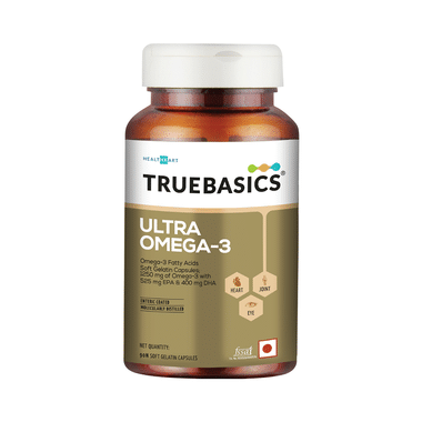 TrueBasics Ultra 1250mg Omega 3 With EPA & DHA For Heart, Joints & Eyes Health | Soft Gelatin Capsule