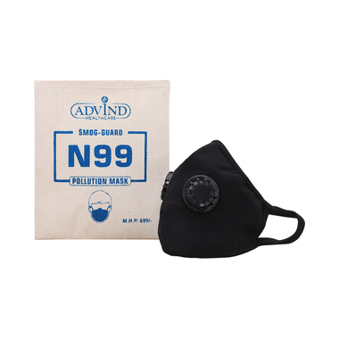 Advind Healthcare Smog Guard N99 Mask With 2 Valve Medium Black