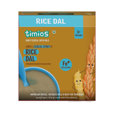 Timios Baby Cereal With Milk 6+ Month (25gm Each) Rice Dal