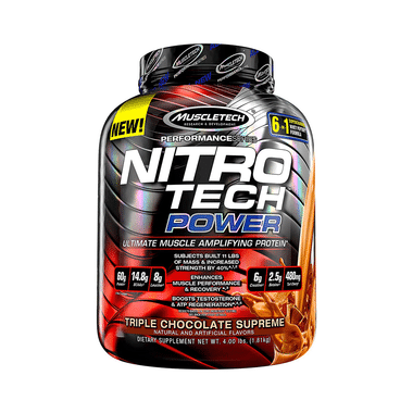 Muscletech Performance Series Nitro Tech Power Ultimate Muscle-Amplifying Protein Powder Triple Chocolate Supreme