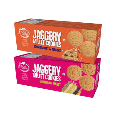 Early Foods Combo Pack Of Jaggery Millet Cookies Jowar Millet & Almond And Jaggery Millet Cookies Multigrain Millet (150gm Each)