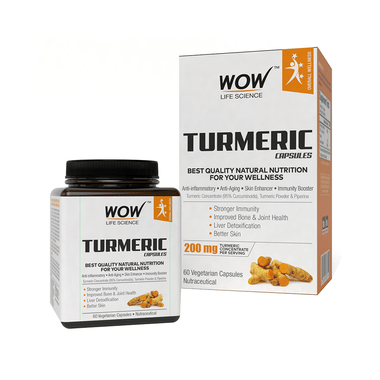 WOW Life Science Turmeric 200mg Vegetarian Capsules