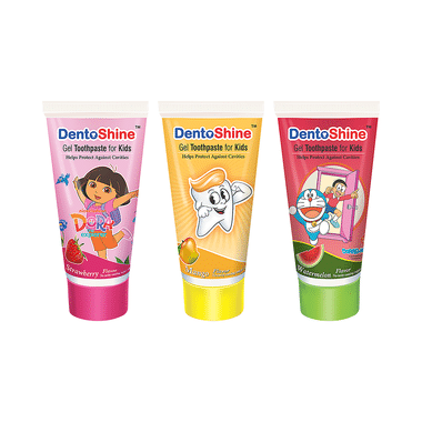 DentoShine Strawberry Mango & Watermelon Gel Toothpaste For Kids