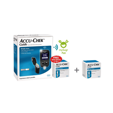 Accu-Chek Combo Pack of Guide Wireless Blood Glucose Monitoring System with 10 Strip Free & Accu-Chek Guide 50 Strip