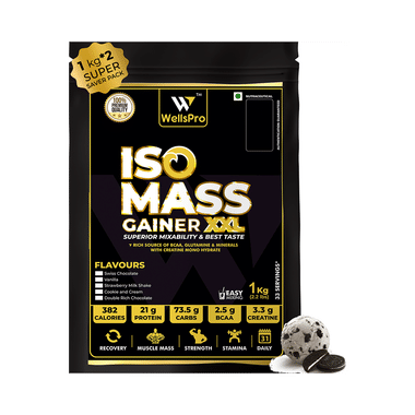 WellsPro Iso Mass Gainer XXL (1kg Each) Cookie And Cream