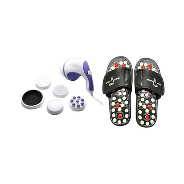 Dominion Care Combo Pack of Accu Paduka Accupressure Massage Slipper and Relax,Tone Massager