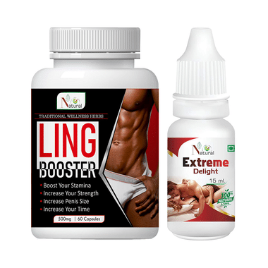 Natural Combo Pack of Ling Booster 500mg, 60 Capsule & Extreme Delight Oil 15ml