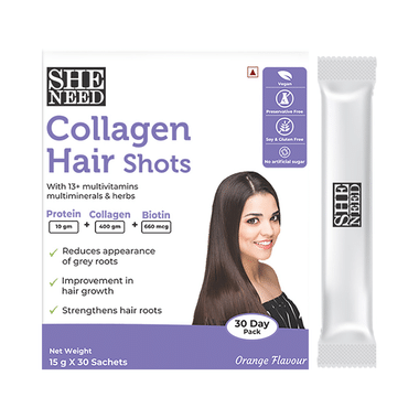 SheNeed Collagen Hair Shots Sachet (15gm Each) Orange