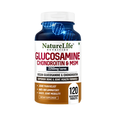 Nature Life Nutrition Glucosamine, Chondroitin & MSM For Bones & Joints Health | Veg Tablet
