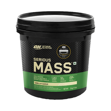 Optimum Nutrition (ON) Serious Mass High Protein for Weight Gain & Muscle Building | Flavour Powder Vanilla