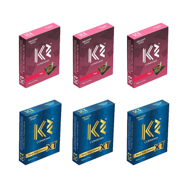 K2 Combo Pack Of  Delight Series Pan & Premium Series Extra Time Dotted Condom ( 3 Each)