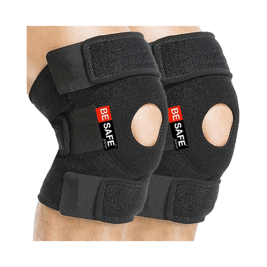 Be Safe Forever Knee Cap Support Band Open Patella Large Black
