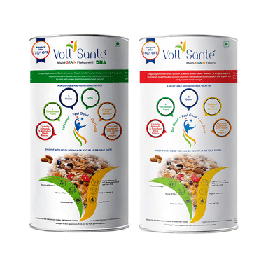 Voll Sante Combo Pack Of Multi-Grain Flakes (425gm) And Multi-Grain Flakes With DHA (325gm)