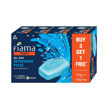 Fiama Men Gel Bar Refreshing Pulse Buy 3 Get 1 Free (125gm Each)