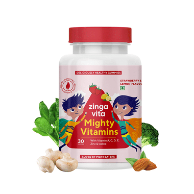 Zingavita Mighty Vitamins Gummies for Kids Strawberry and Lemon