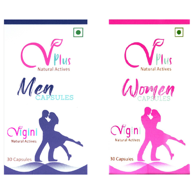 Vigini VPlus Natural Actives Combo Pack Of Men Capsule & Women Capsule (30 Each)